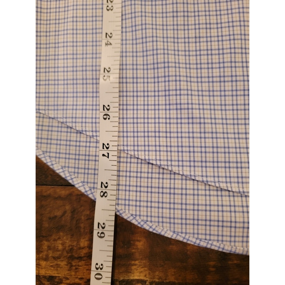 JOS A‎ BANK TRAVELER Mens Slim Fit Dress Shirt 15 1/2 32 Blue Plaid Cotton - Picture 6 of 6